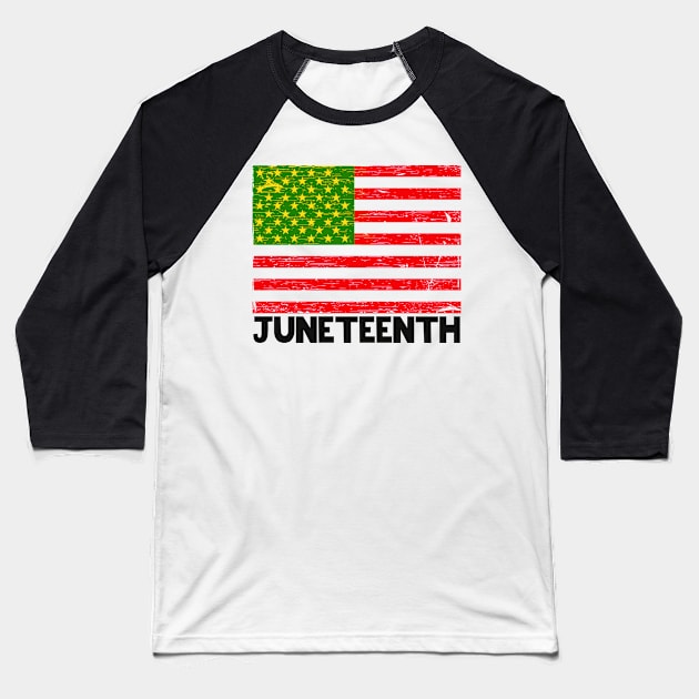 Juneteenth //// Vintage Style Flag #2 Baseball T-Shirt by DankFutura